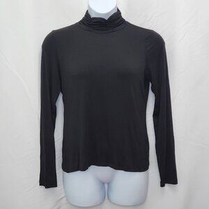 NEW Jillian & Nicole Mock Neck Knit Top Womens Large Black Long Sleeve TT03
